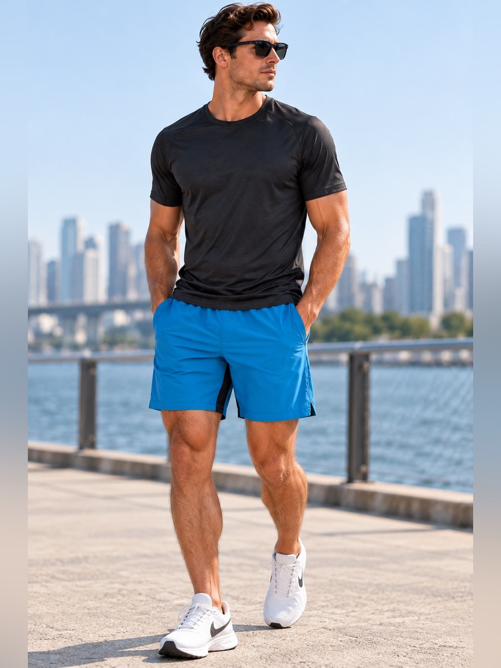 Lululemon T.H.E. Linerless 9” Shorts Blue Black Men’s Training Gym size XL